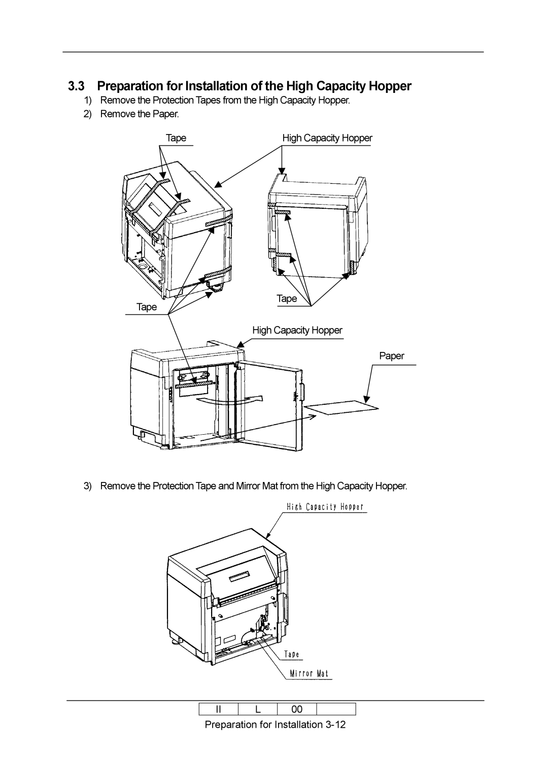 Ricoh 70E installation manual Preparation for Installation of the High Capacity Hopper 