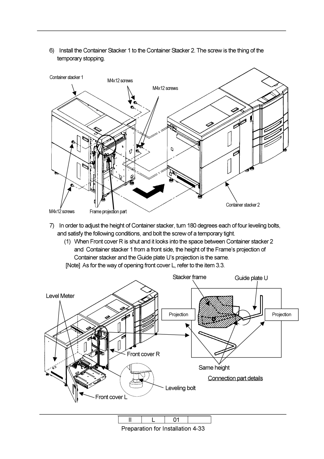 Ricoh 70E installation manual Container stacker M4x12 screws 