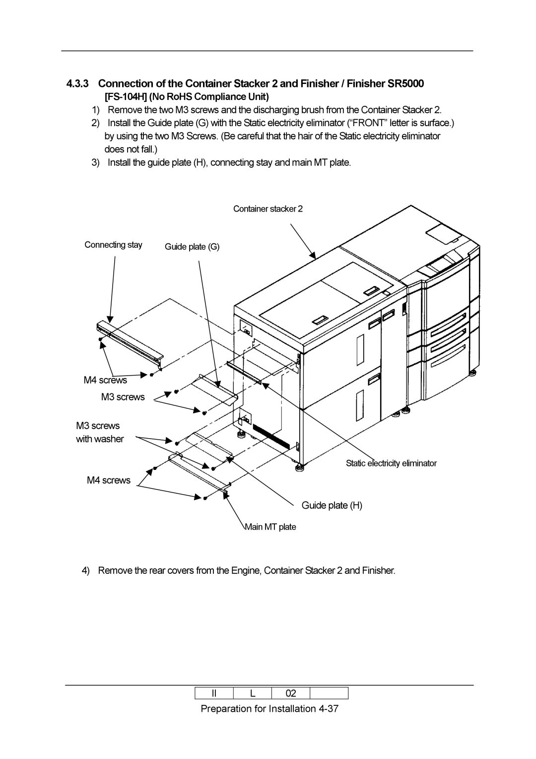 Ricoh 70E installation manual M4 screws M3 screws 