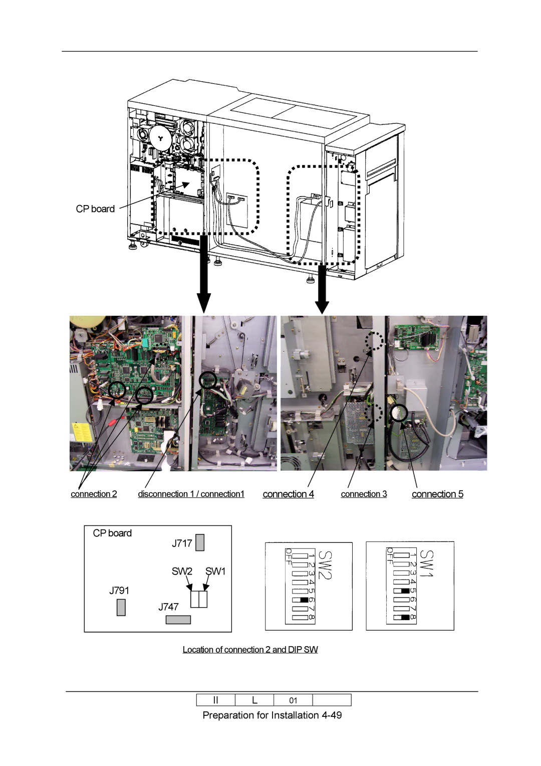 Ricoh 70E installation manual SW2 SW1 