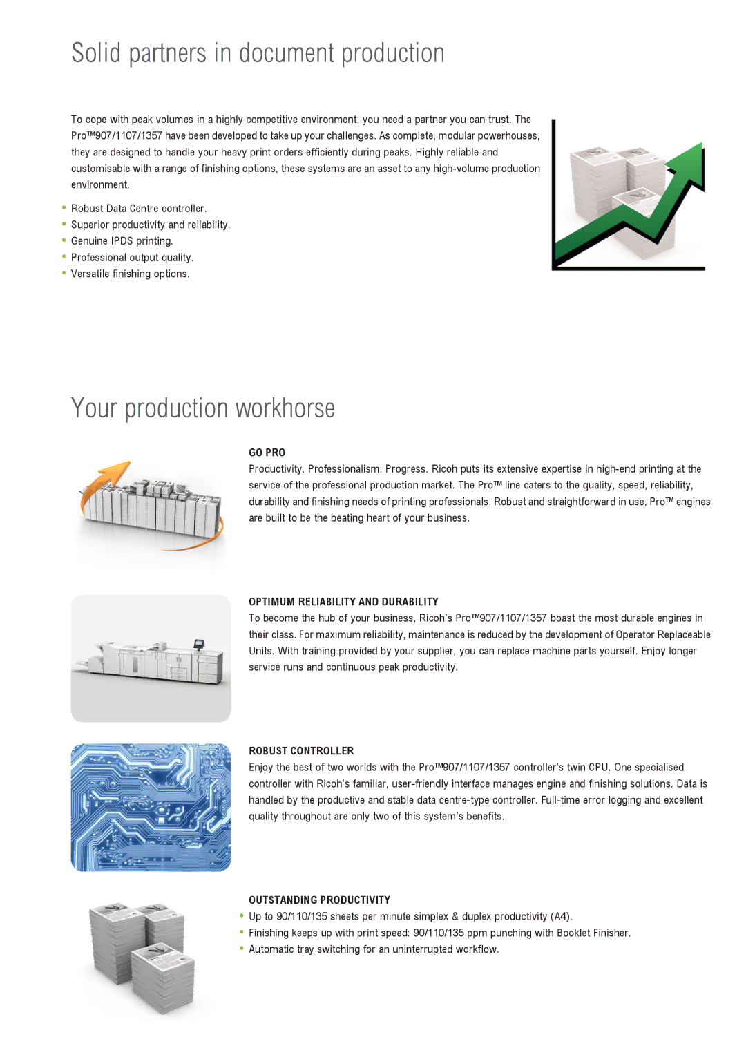 Ricoh 907 manual Solid partners in document production, Your production workhorse 