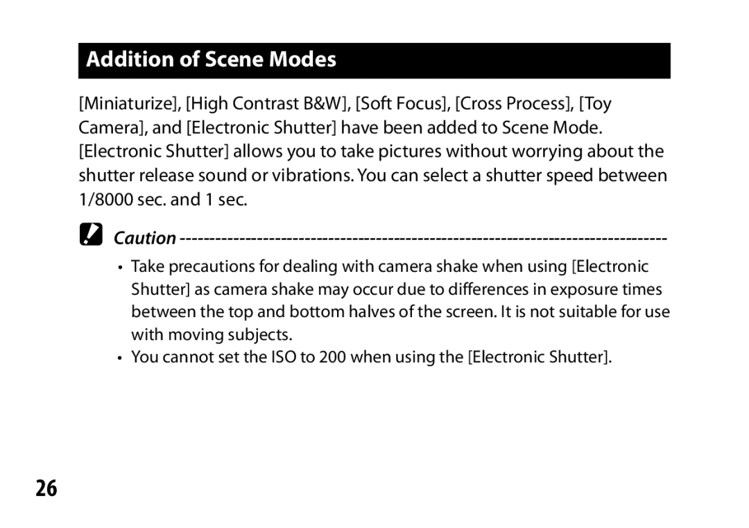 Ricoh A12 instruction manual Addition of Scene Modes 