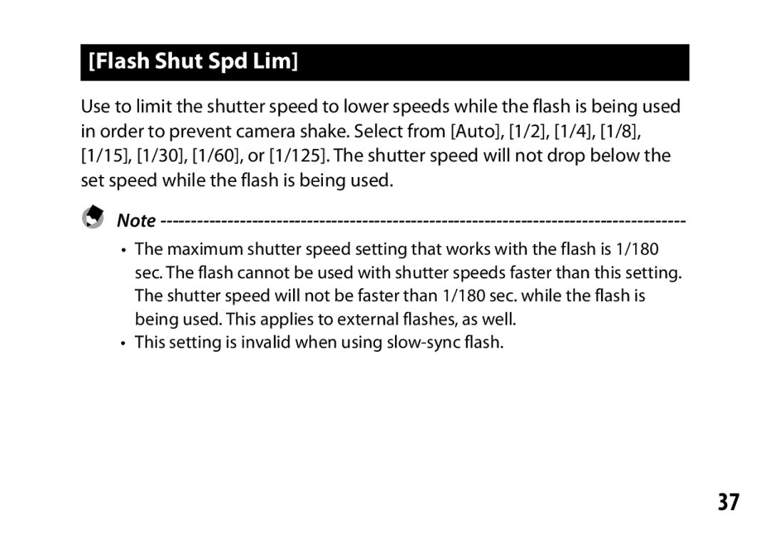 Ricoh A12 instruction manual Flash Shut Spd Lim 