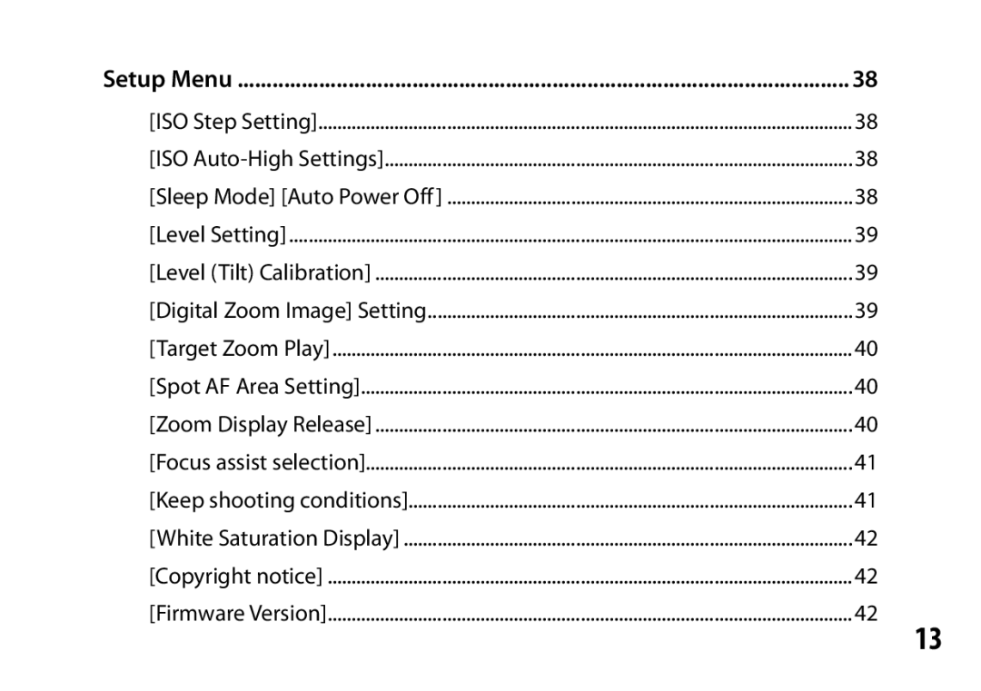 Ricoh A16 instruction manual Setup Menu 