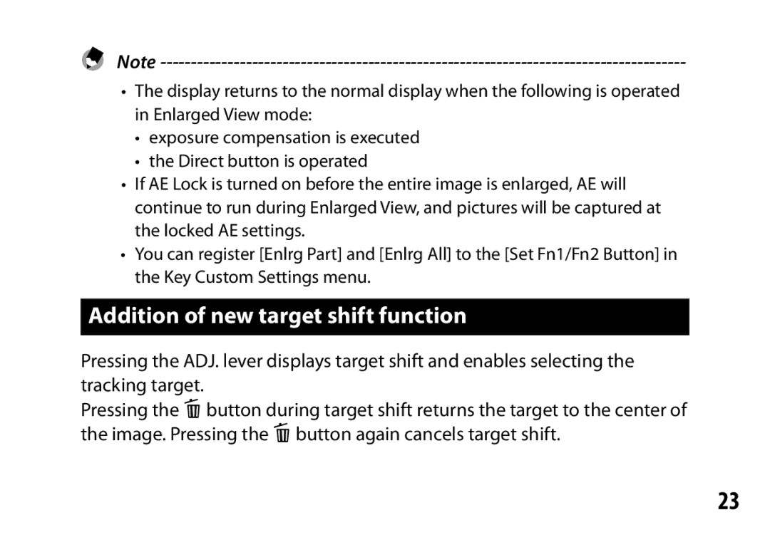 Ricoh A16 instruction manual Addition of new target shift function 