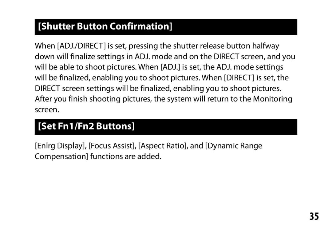 Ricoh A16 instruction manual Shutter Button Confirmation, Set Fn1/Fn2 Buttons 