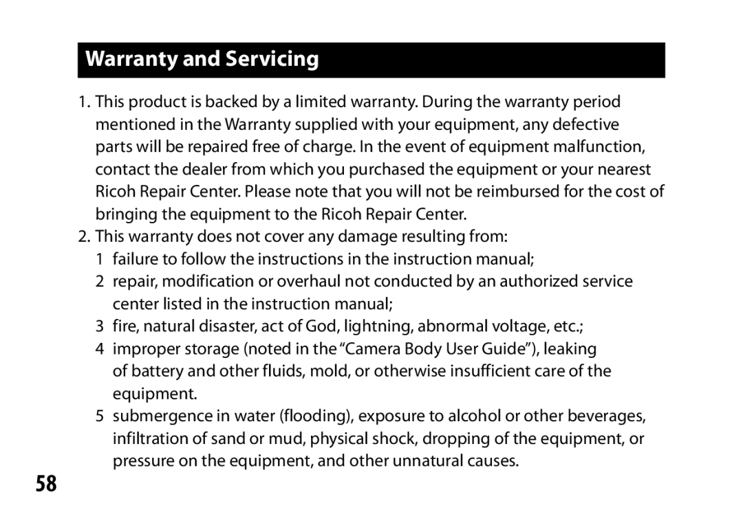 Ricoh A16 instruction manual Warranty and Servicing 