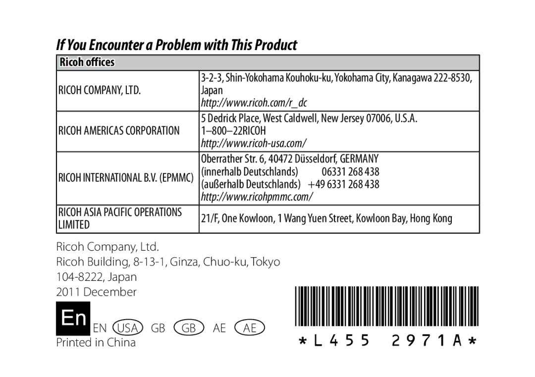 Ricoh A16 instruction manual L455 2971A 