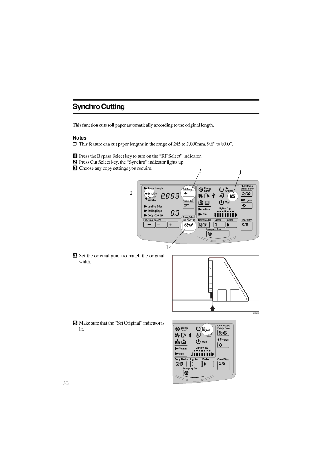 Ricoh A251 manual Synchro Cutting, Choose any copy settings you require 