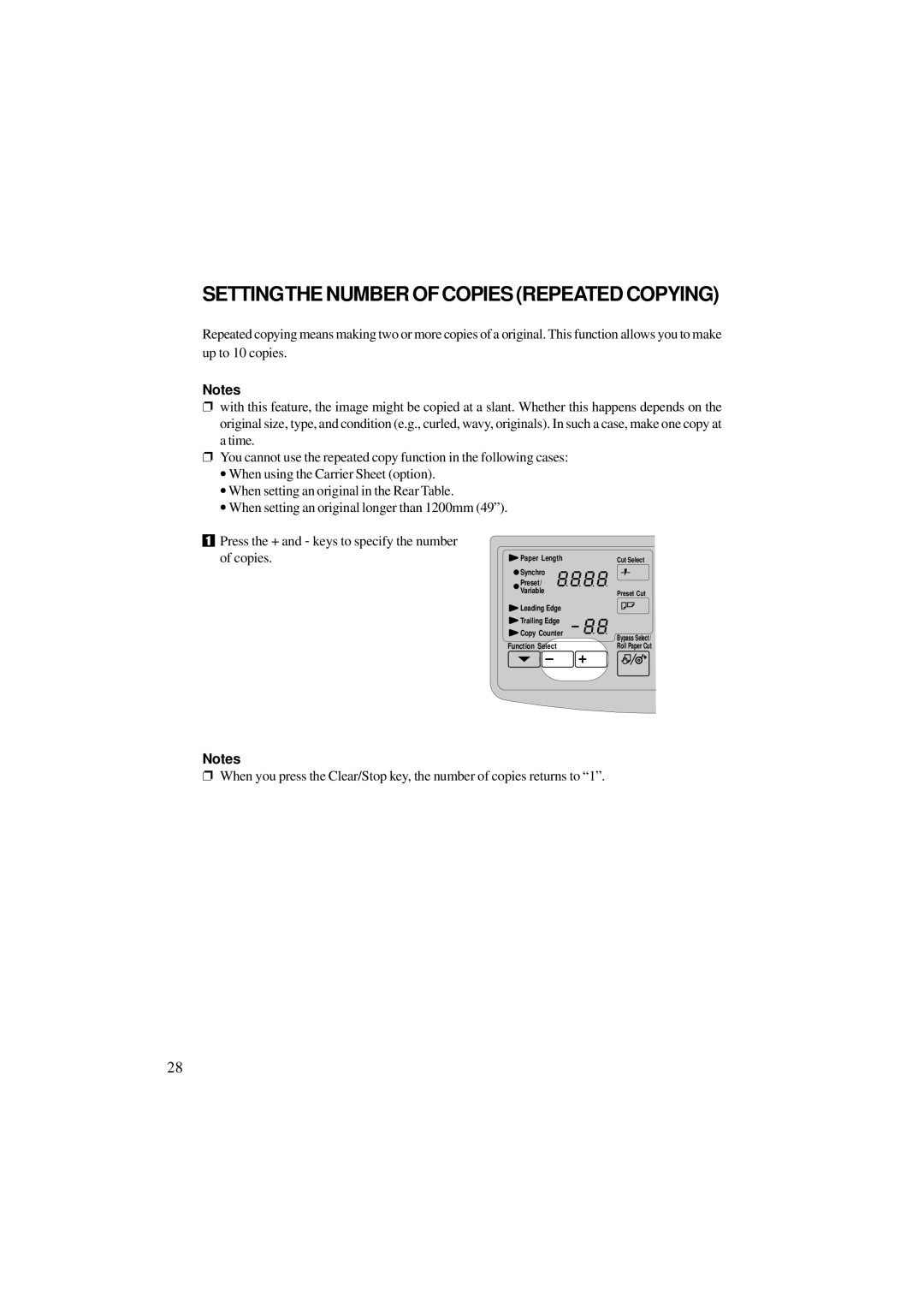 Ricoh A251 manual Settingthe Number of Copies Repeated Copying 