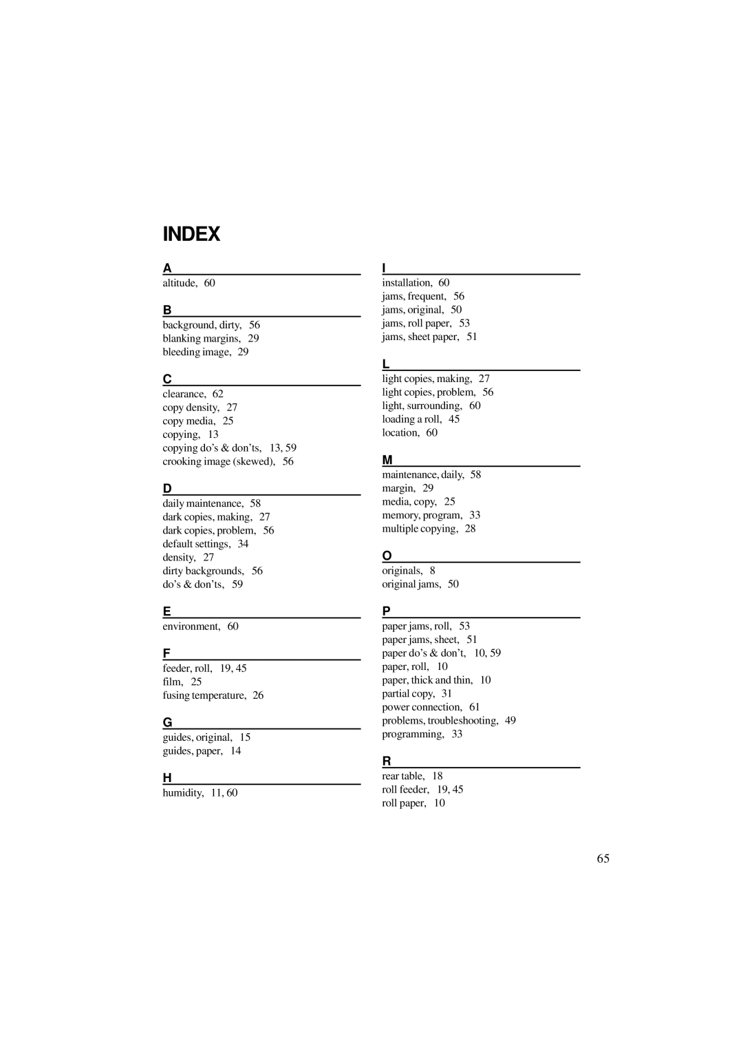 Ricoh A251 manual Index 