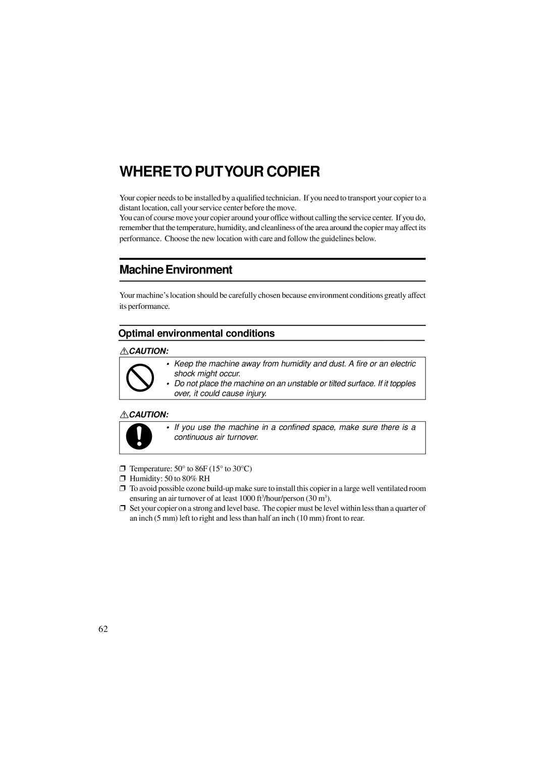 Ricoh A251 manual Whereto Putyour Copier, Machine Environment 