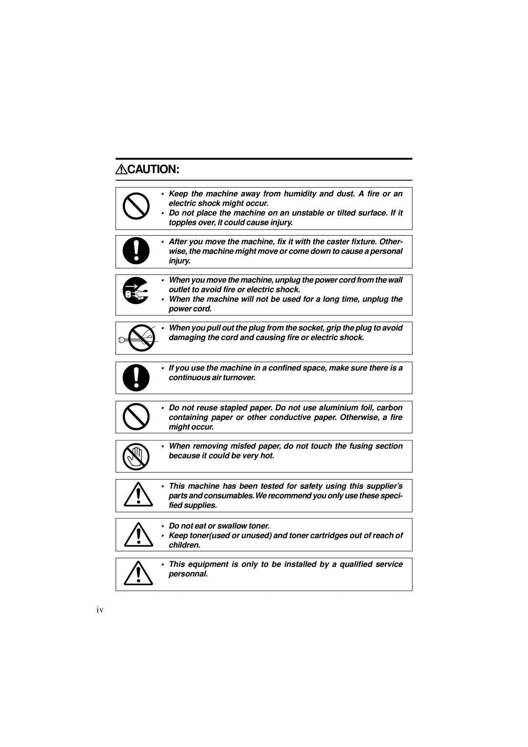 Ricoh A251 manual Rcaution 