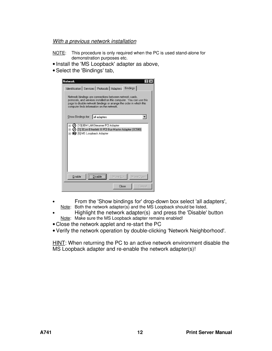 Ricoh A741 manual With a previous network installation 