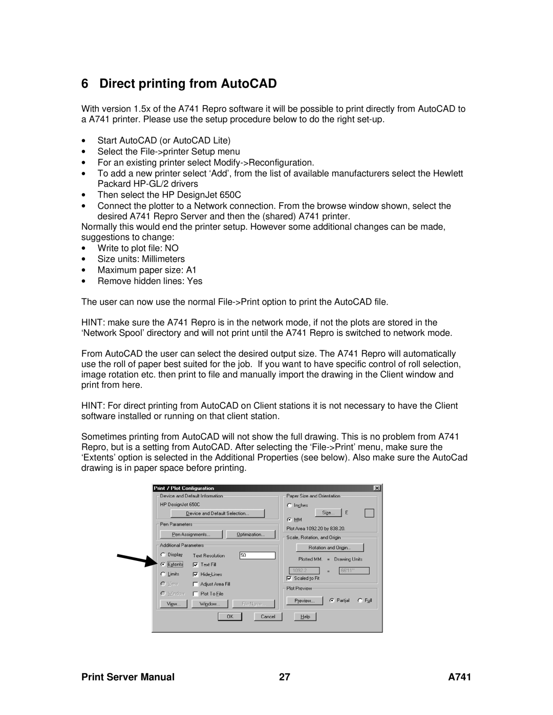 Ricoh A741 manual Direct printing from AutoCAD 