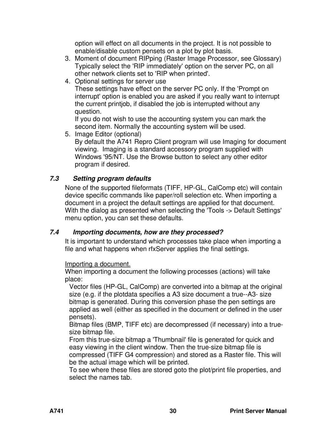 Ricoh A741 manual Setting program defaults, Importing documents, how are they processed? 