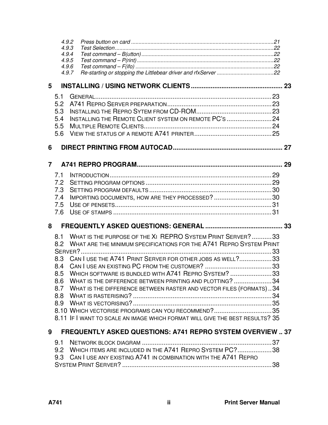 Ricoh manual Installing / Using Network Clients, Direct Printing from Autocad A741 Repro Program 