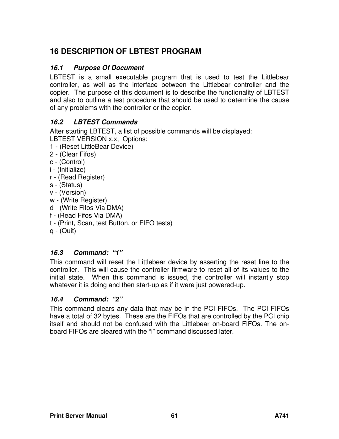 Ricoh A741 manual Purpose Of Document, Lbtest Commands 