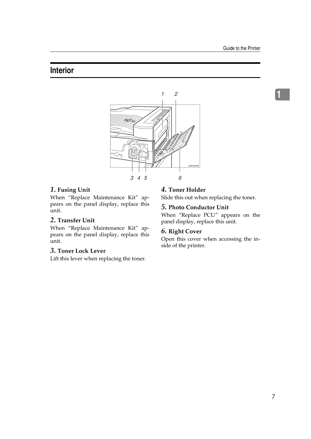 Ricoh Aficio AP2700 operating instructions Interior 