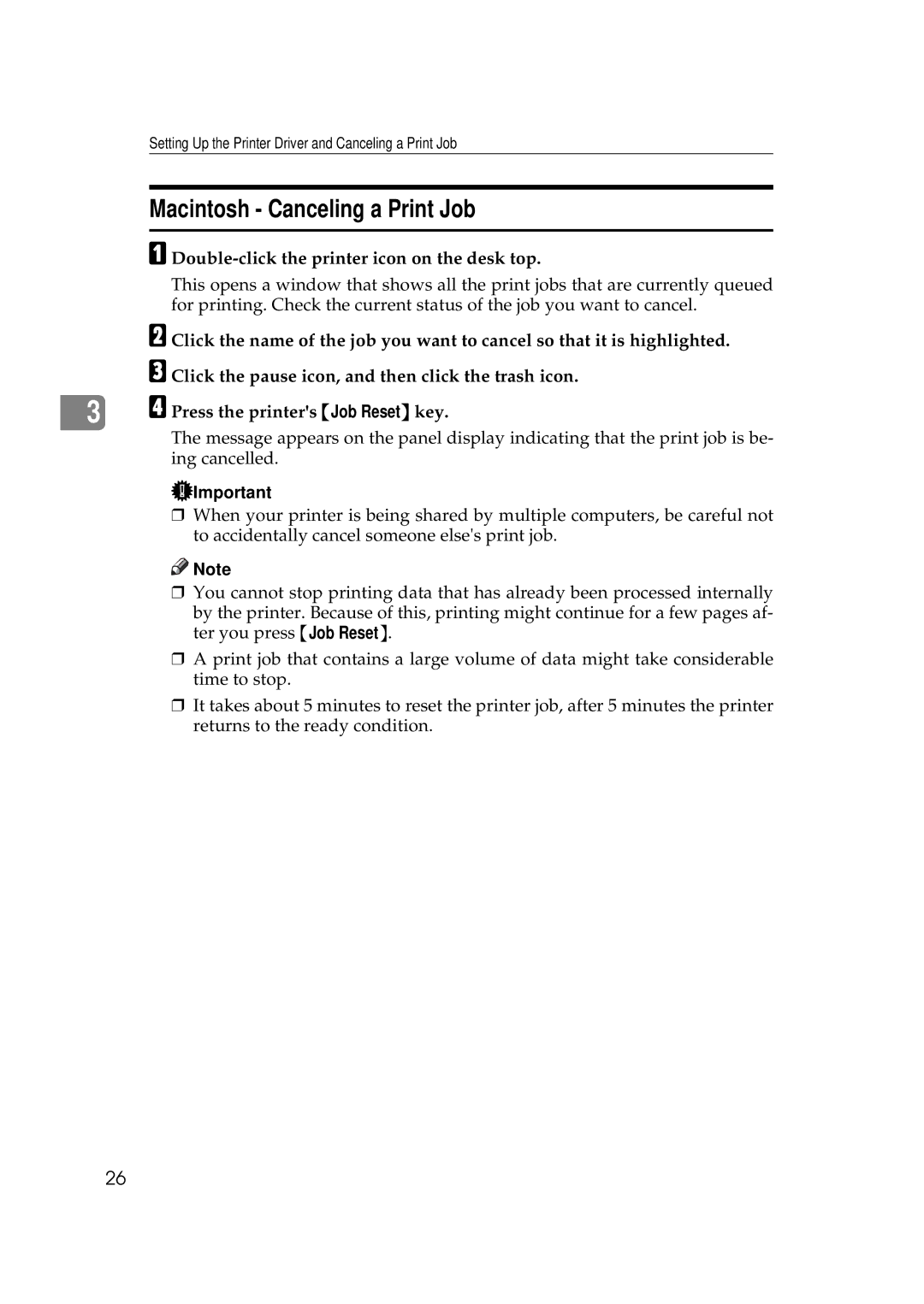 Ricoh Aficio AP2700 operating instructions Macintosh Canceling a Print Job, Double-click the printer icon on the desk top 