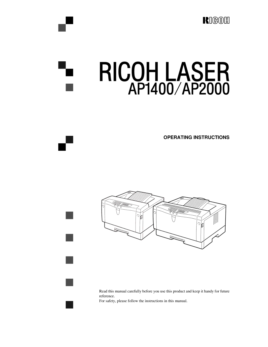 Ricoh AP1400/AP2000 manual Operating Instructions 