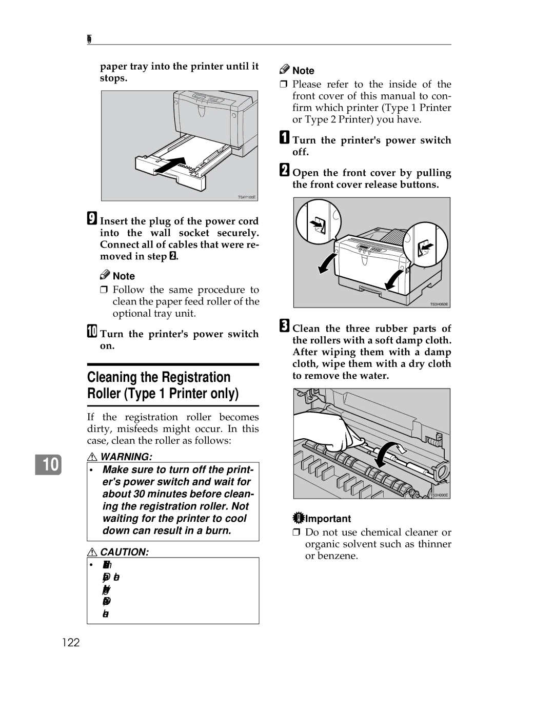 Ricoh AP1400/AP2000 manual 122, Paper tray into the printer until it stops 