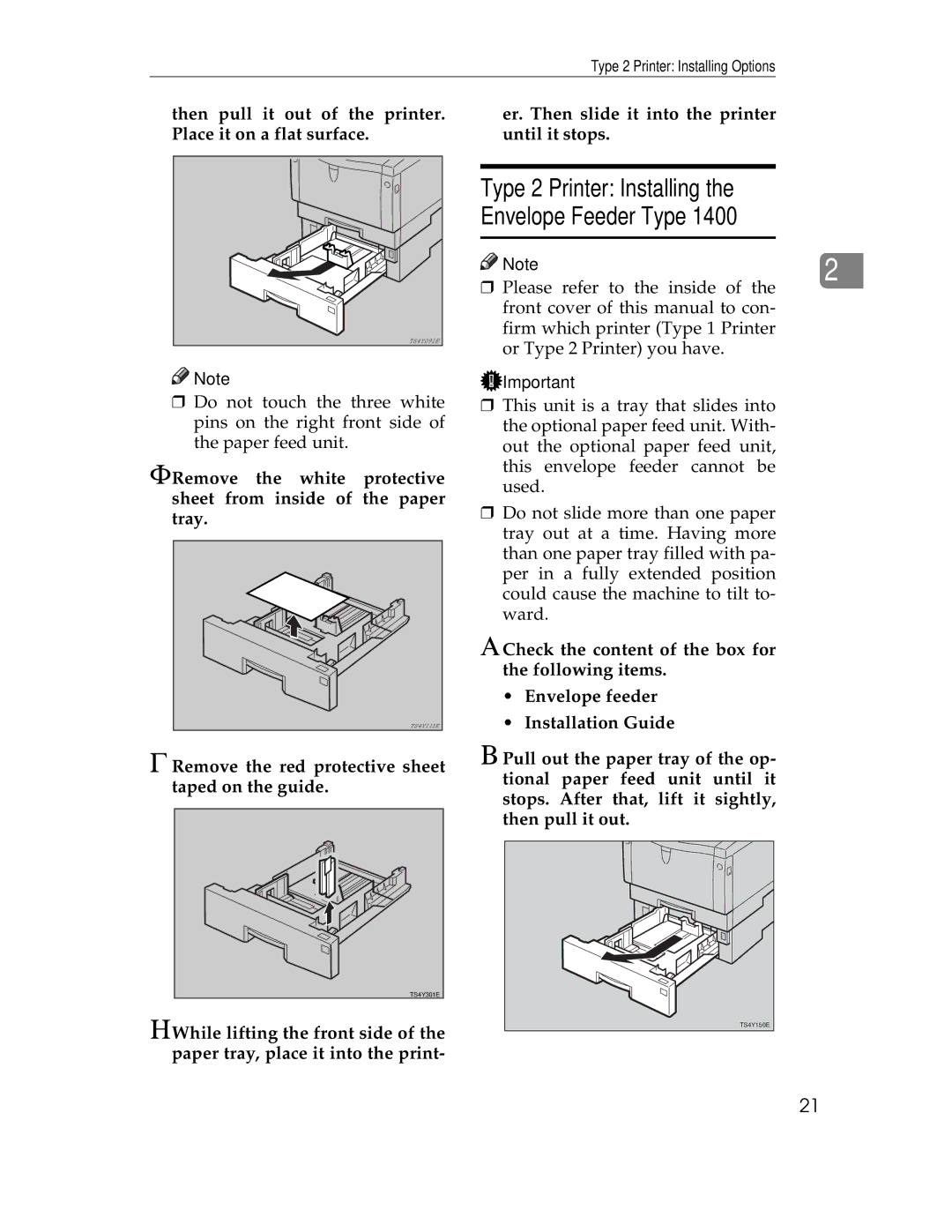 Ricoh AP1400/AP2000 manual Then pull it out of the printer. Place it on a flat surface 