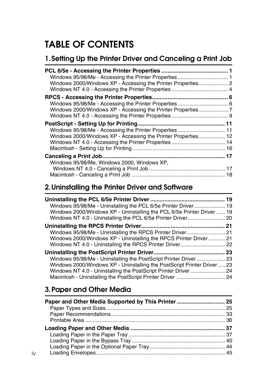 Ricoh AP2610N setup guide Table of Contents 