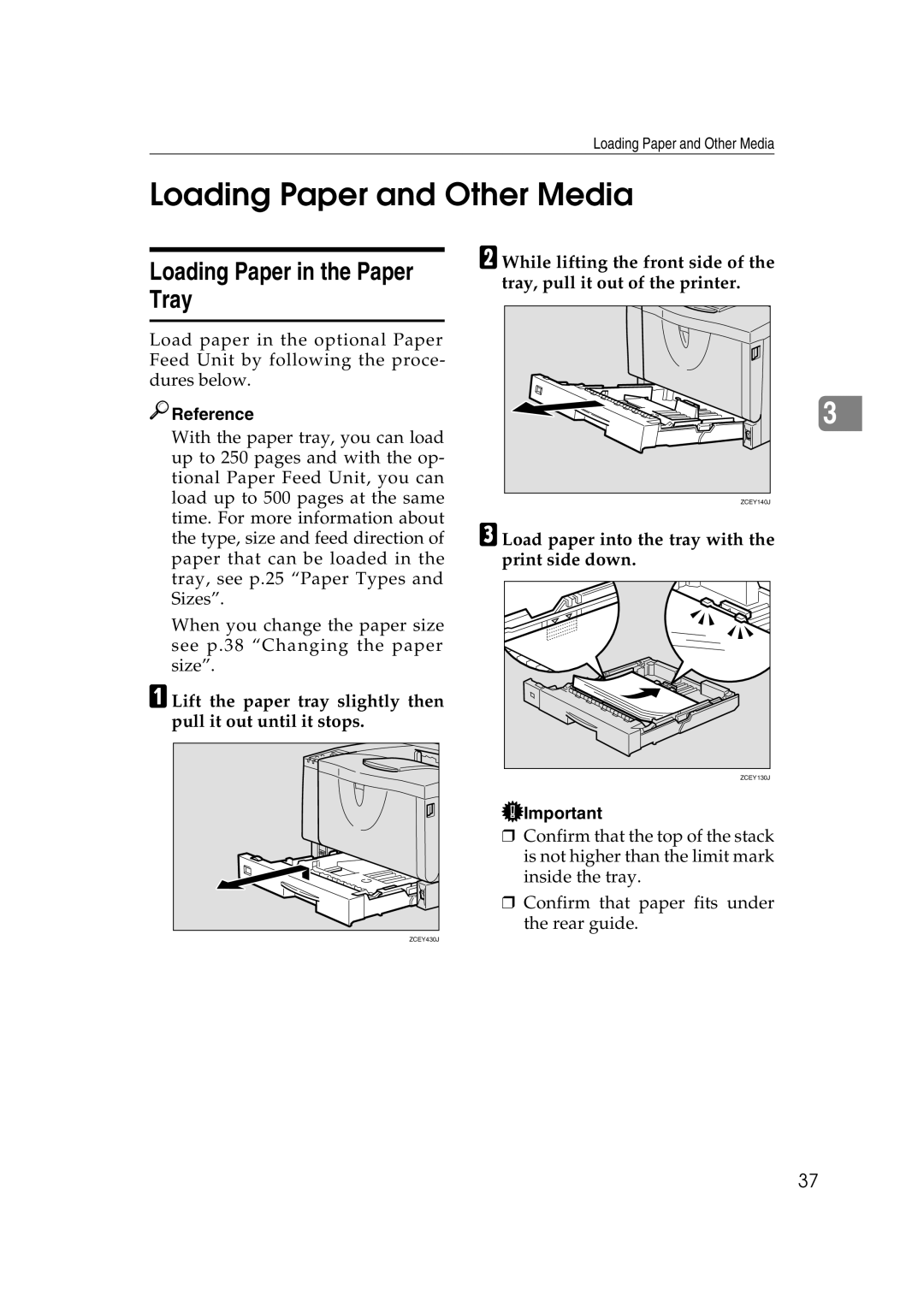 Ricoh AP2610N setup guide Loading Paper and Other Media, Loading Paper in the Paper Tray 