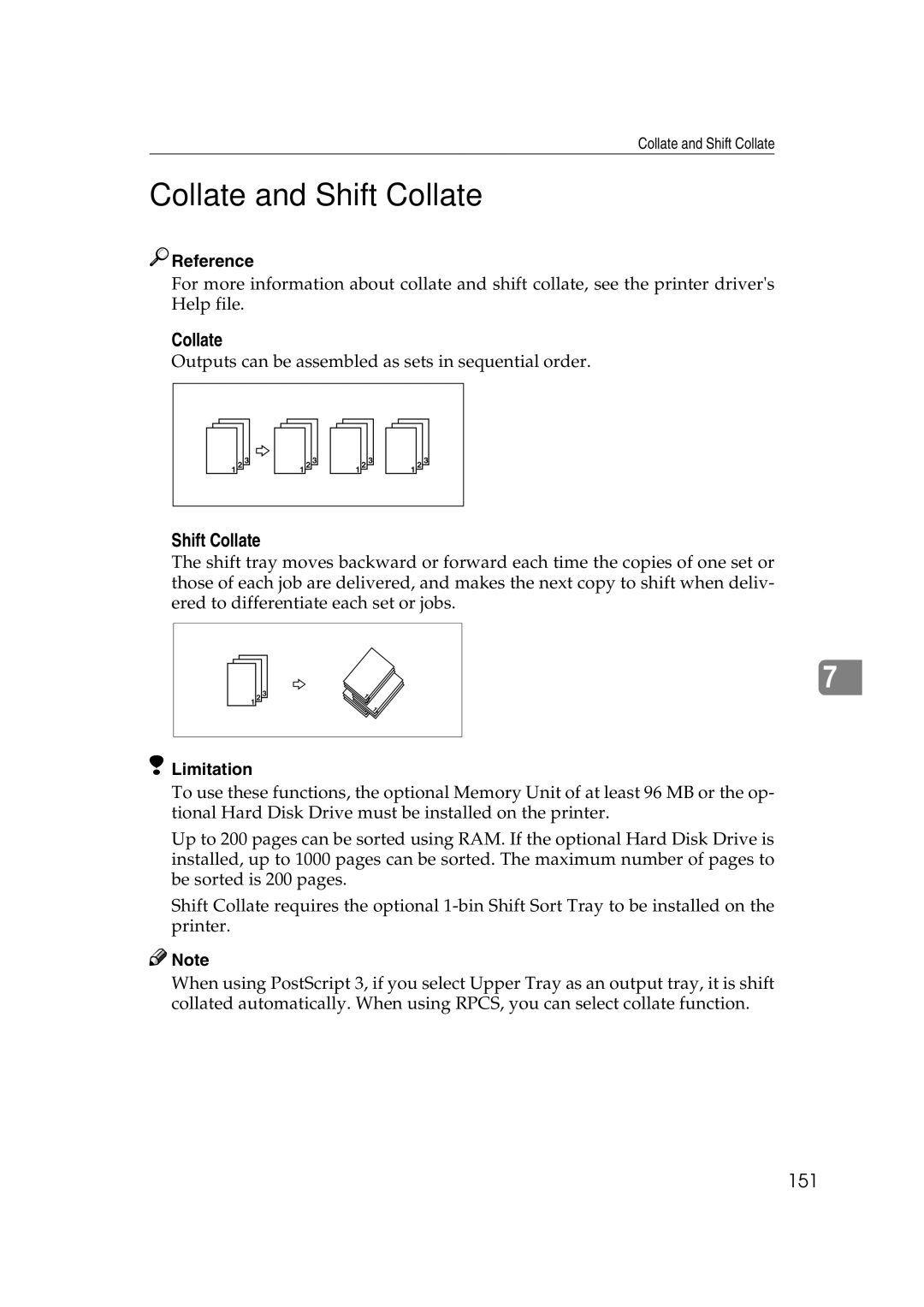 Ricoh AP2610N setup guide Collate and Shift Collate, 151 