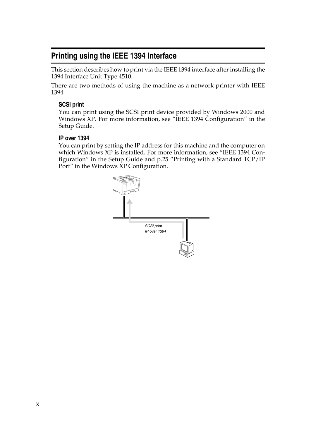 Ricoh AP2610N setup guide Printing using the Ieee 1394 Interface, Scsi print 