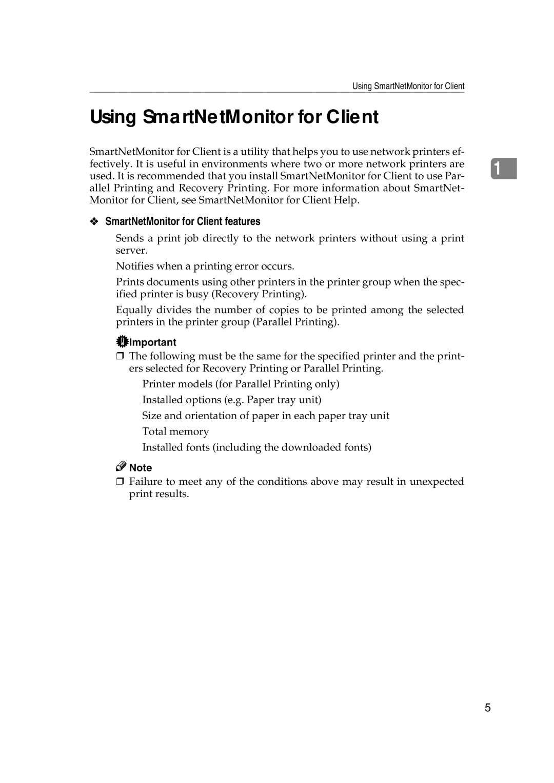 Ricoh AP2610N setup guide Using SmartNetMonitor for Client, SmartNetMonitor for Client features 