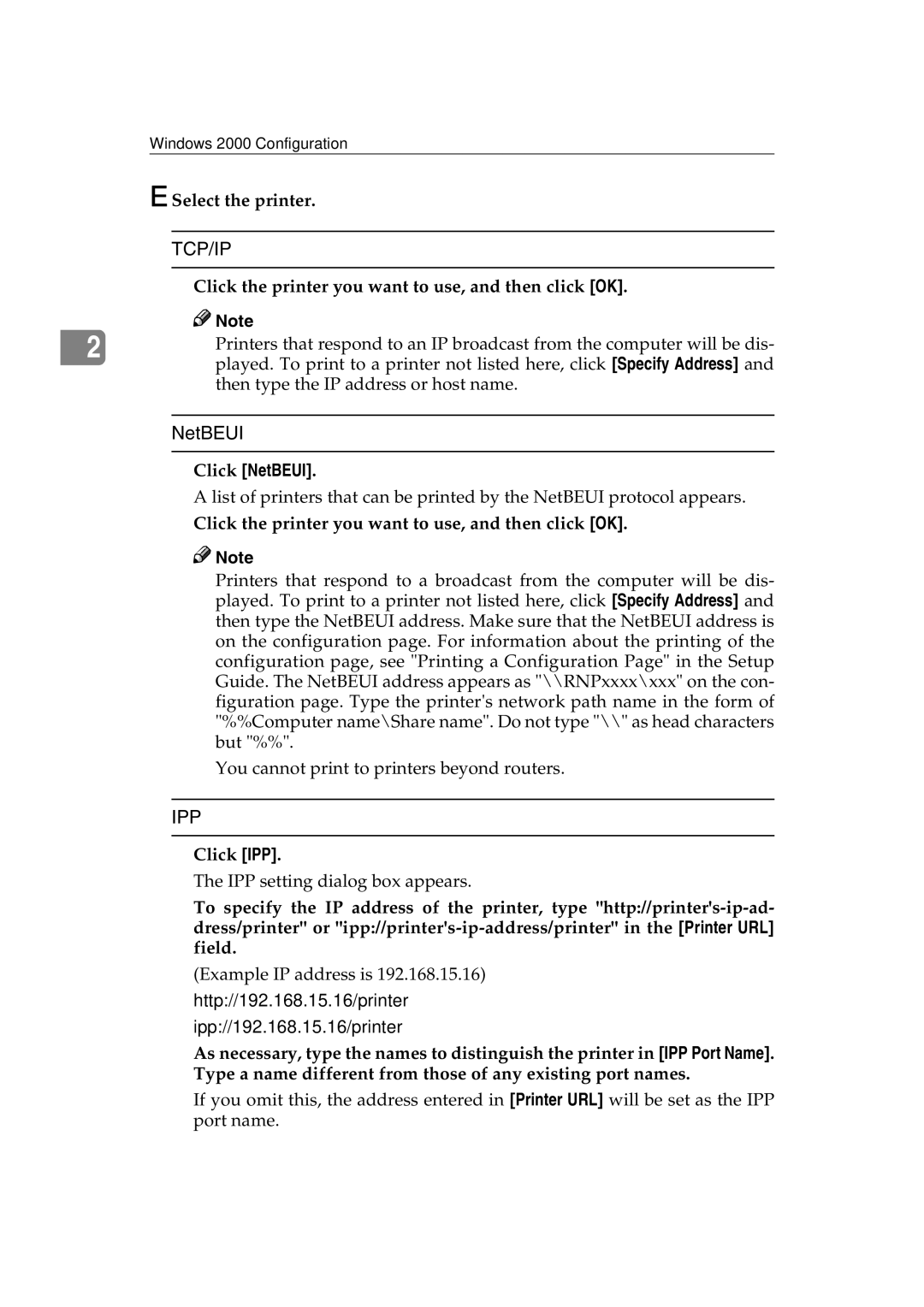 Ricoh AP2610N setup guide Then type the IP address or host name 