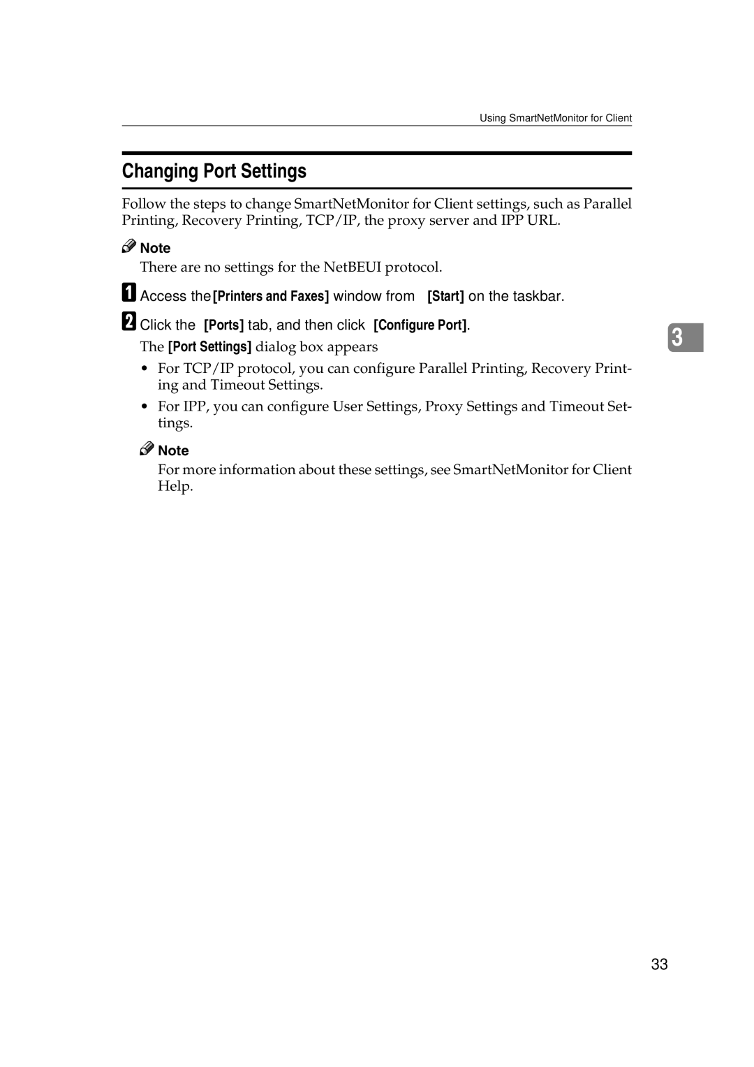 Ricoh AP2610N setup guide Changing Port Settings 