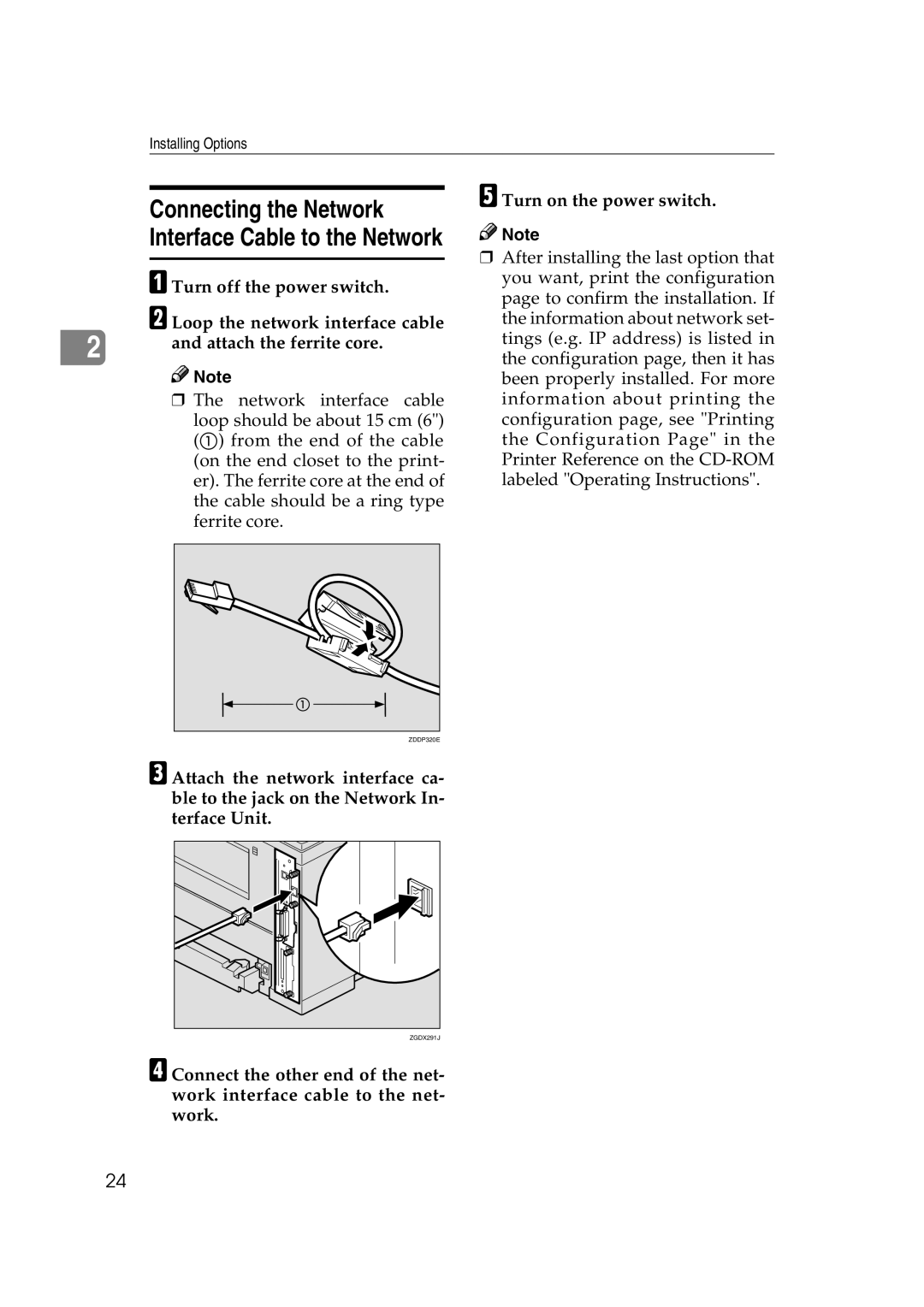 Ricoh AP2610N setup guide Connecting the Network Interface Cable to the Network 