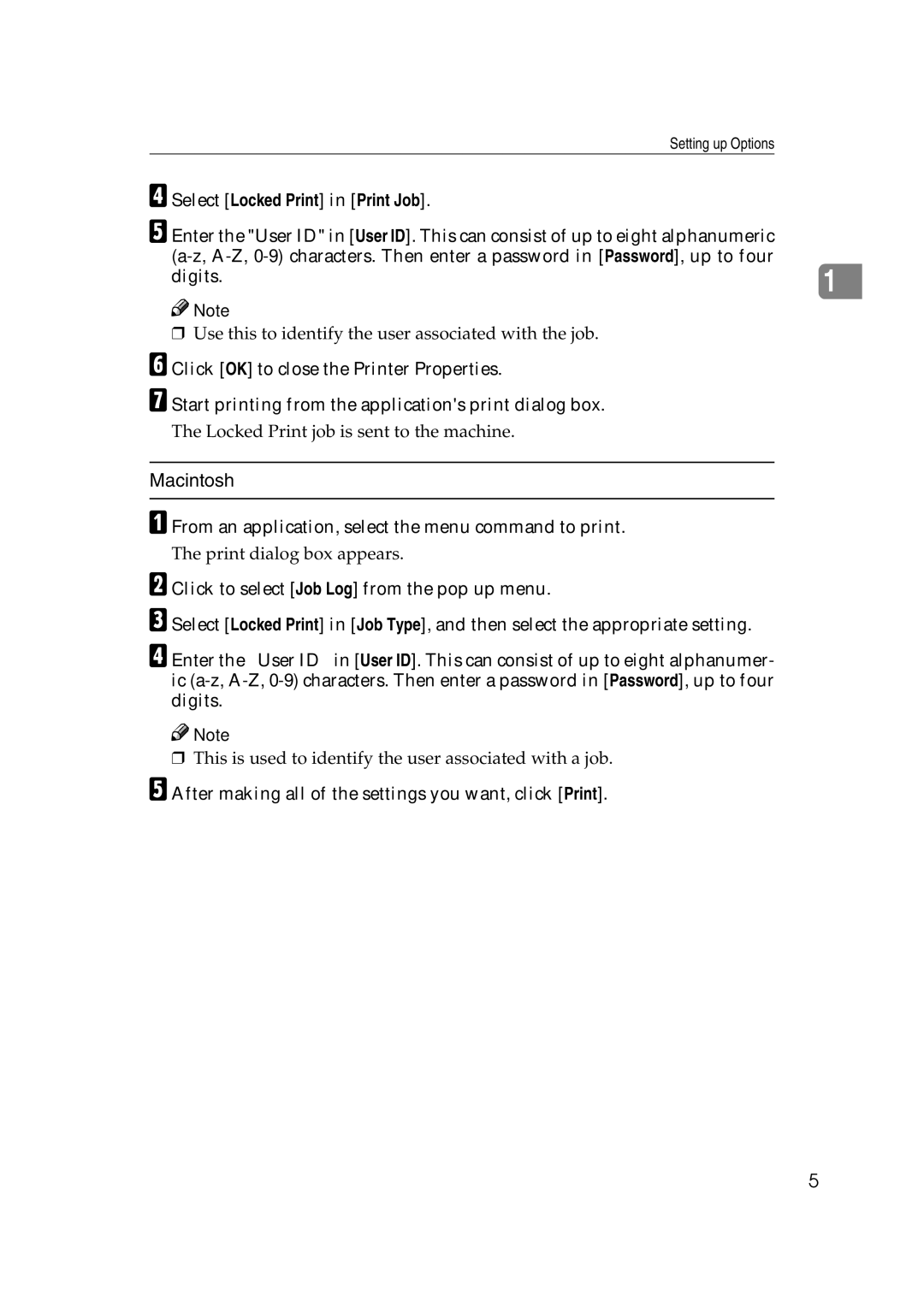 Ricoh AP2610N setup guide Select Locked Print in Print Job, Digits 