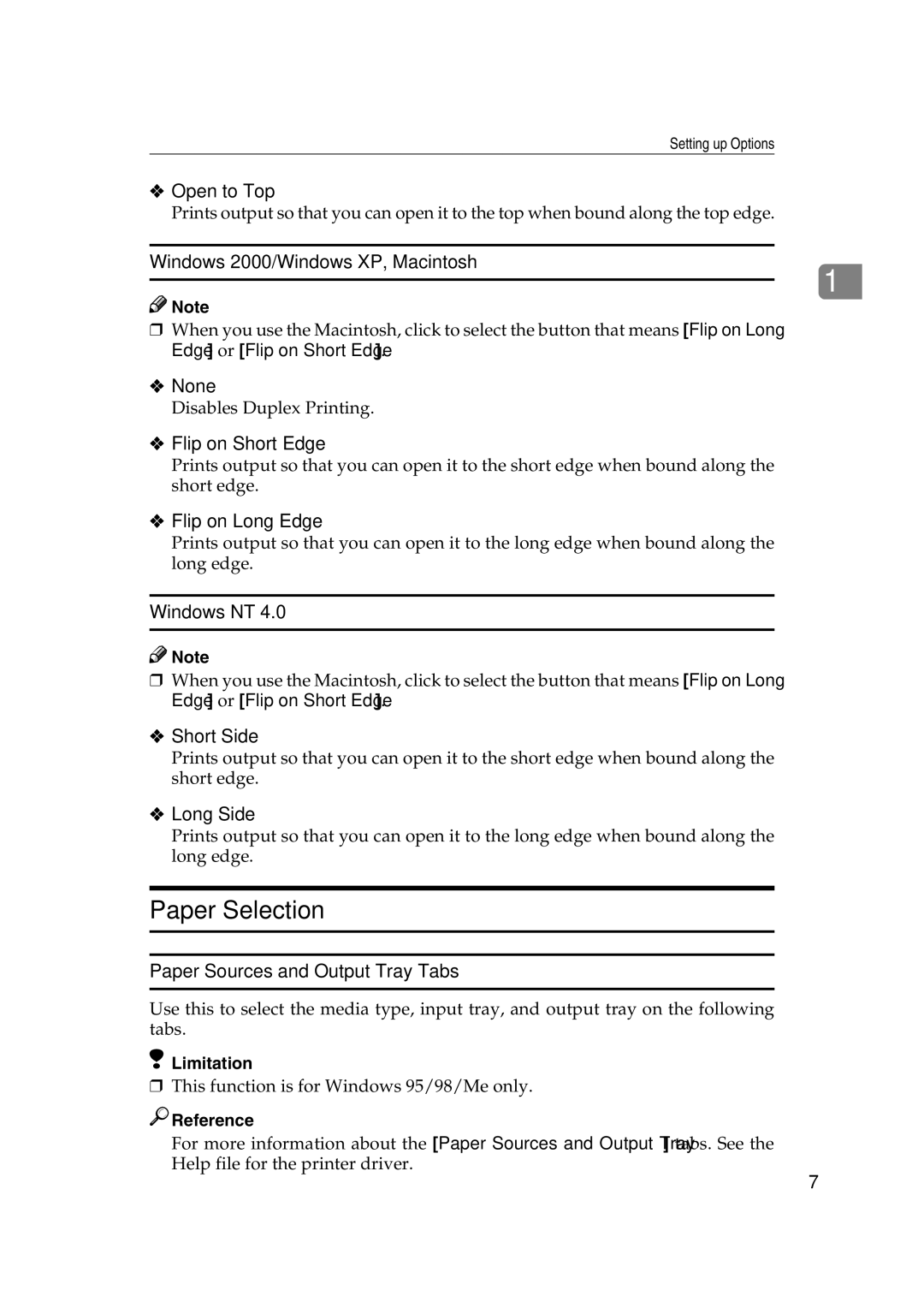 Ricoh AP2610N setup guide Paper Selection 