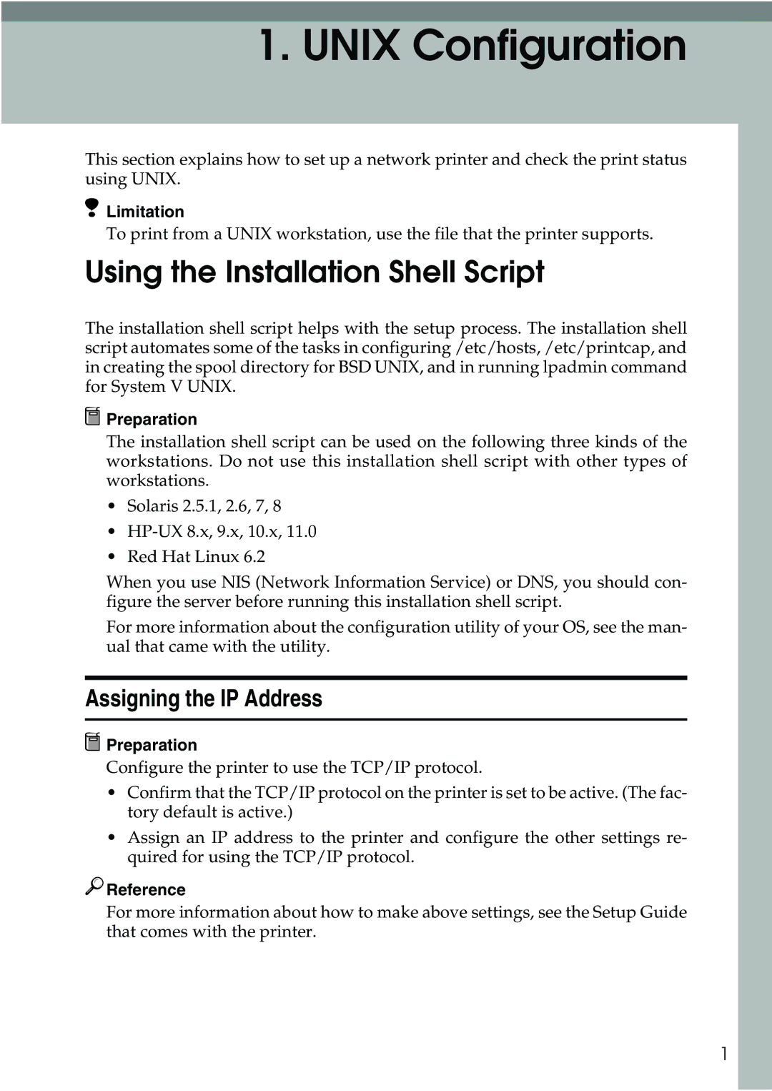 Ricoh AP2610N setup guide Using the Installation Shell Script, Assigning the IP Address 