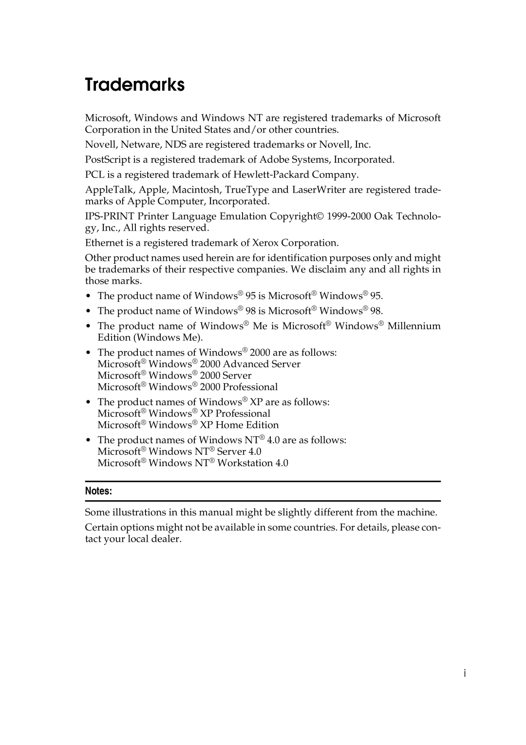 Ricoh AP2610N setup guide Trademarks 