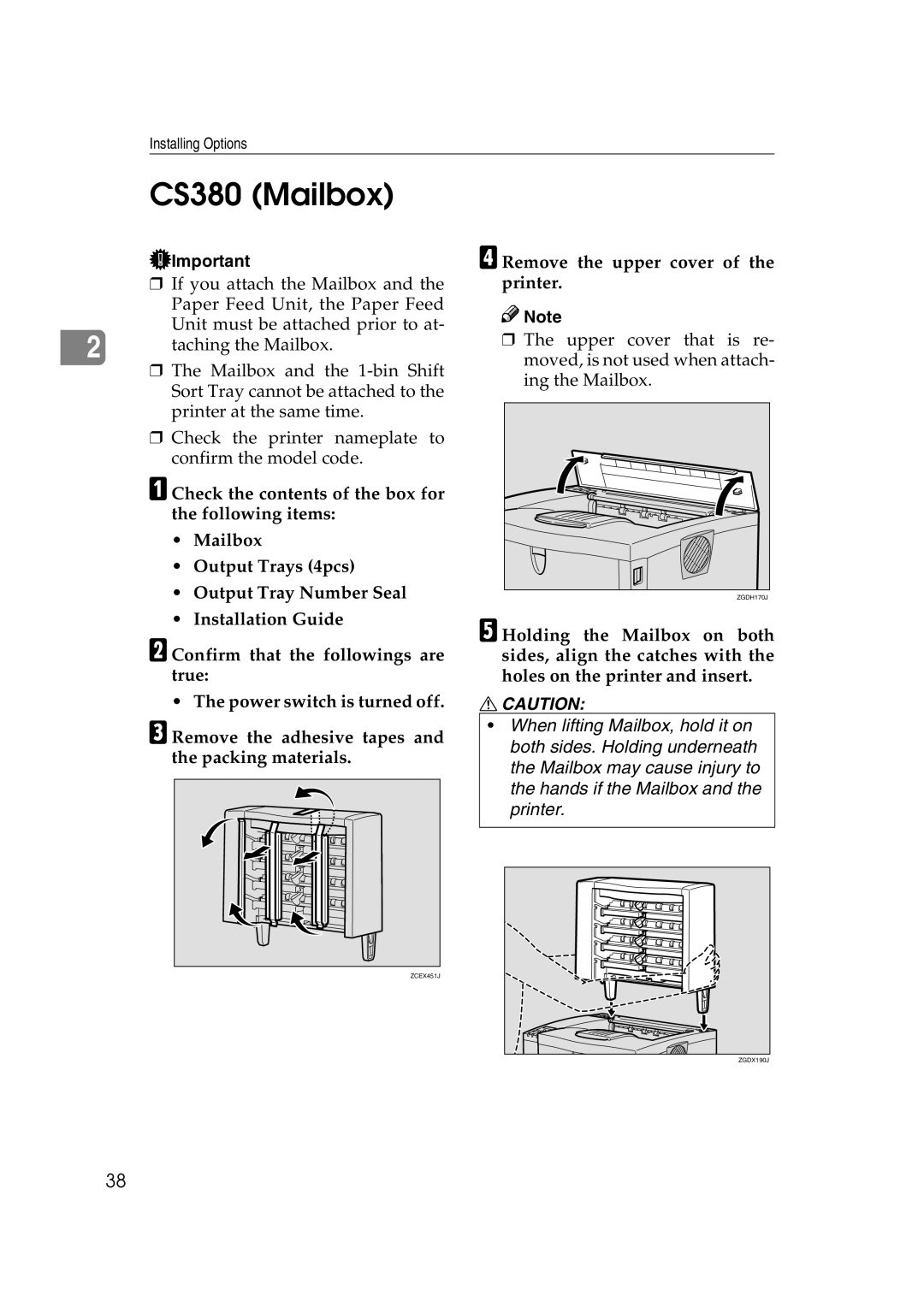 Ricoh AP2610N setup guide CS380 Mailbox 