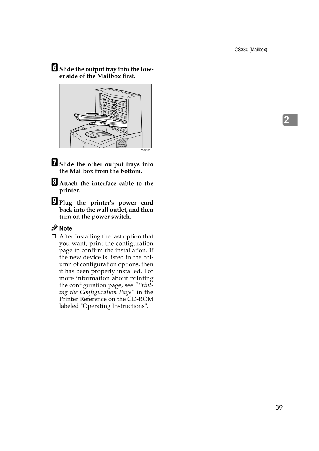 Ricoh AP2610N setup guide CS380 Mailbox 