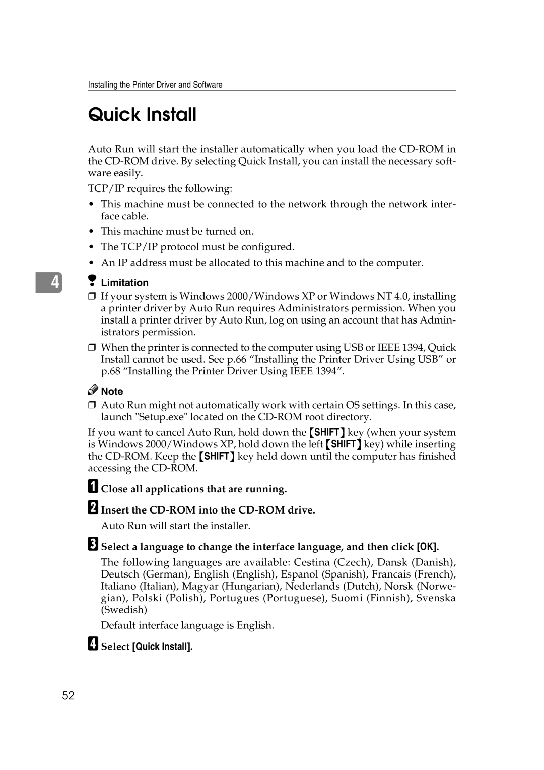 Ricoh AP2610N setup guide Select Quick Install 