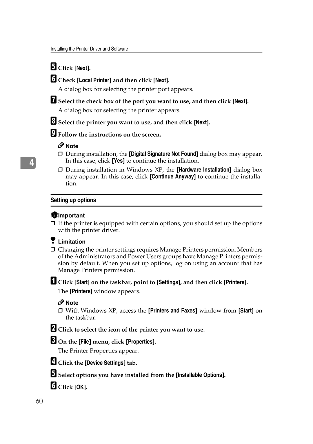 Ricoh AP2610N setup guide Click the Device Settings tab 