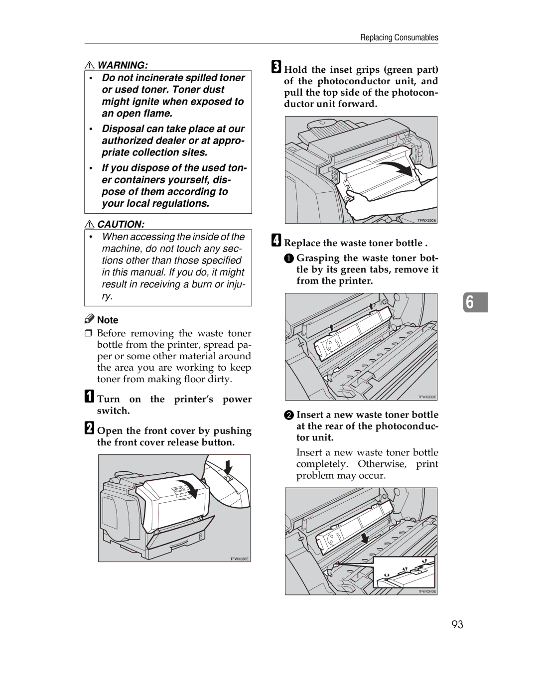 Ricoh AP305 operating instructions TFWX330E 