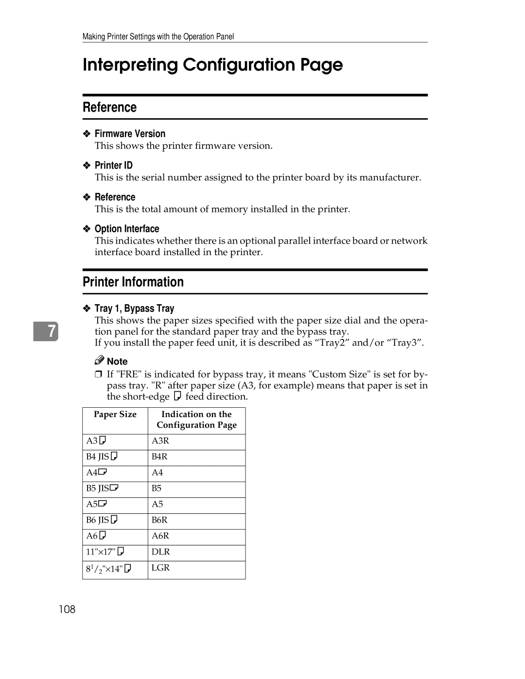 Ricoh AP305 operating instructions Interpreting Configuration, Reference, Printer Information 