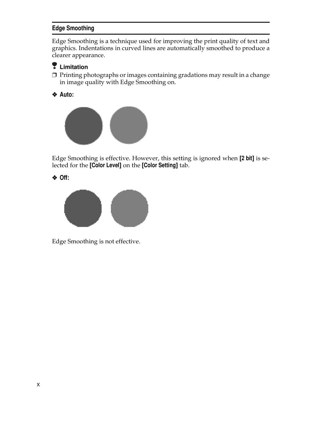 Ricoh AP305 operating instructions Edge Smoothing, Auto, Off, Limitation 