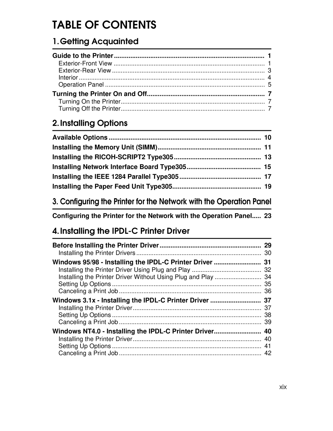 Ricoh AP305 operating instructions Table of Contents 