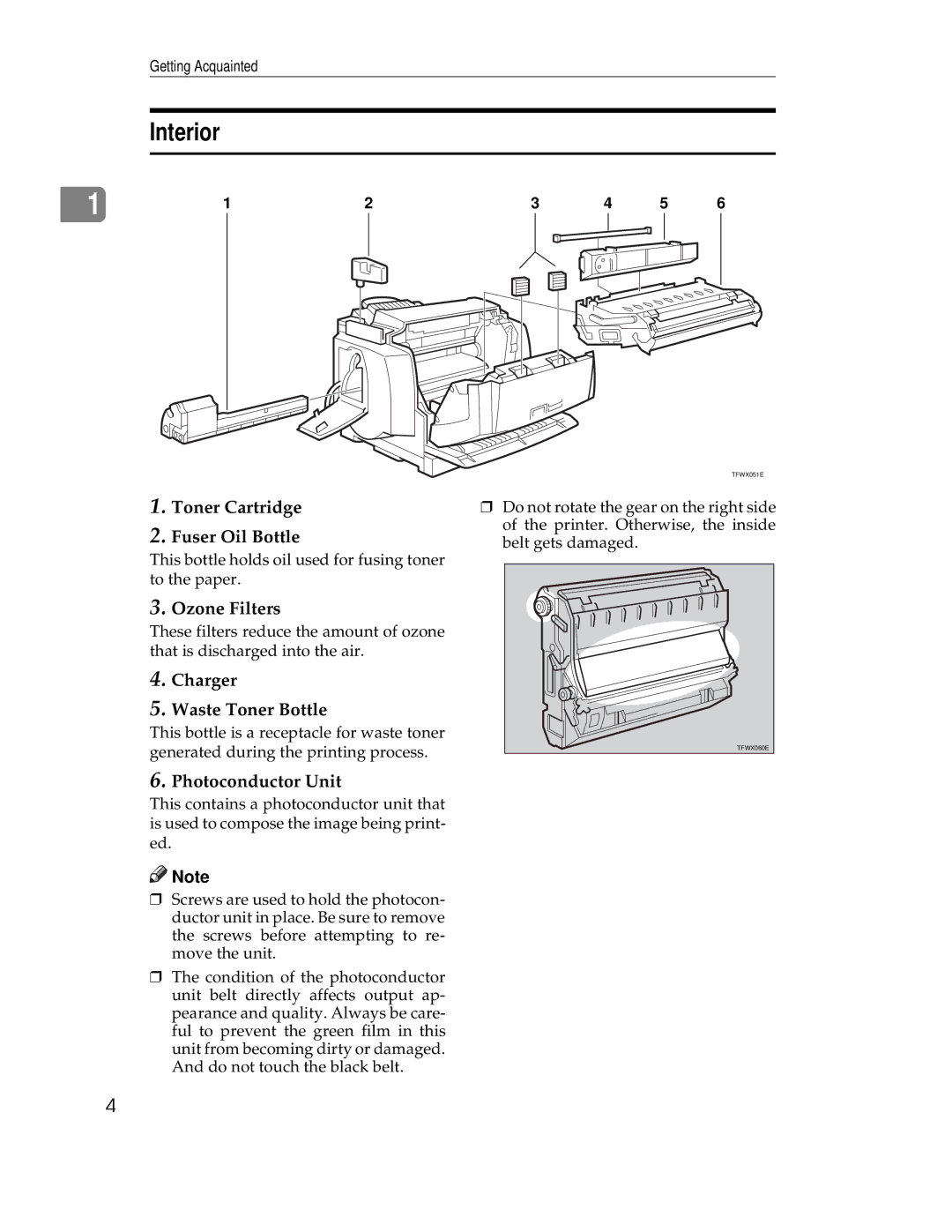 Ricoh AP305 operating instructions Interior 