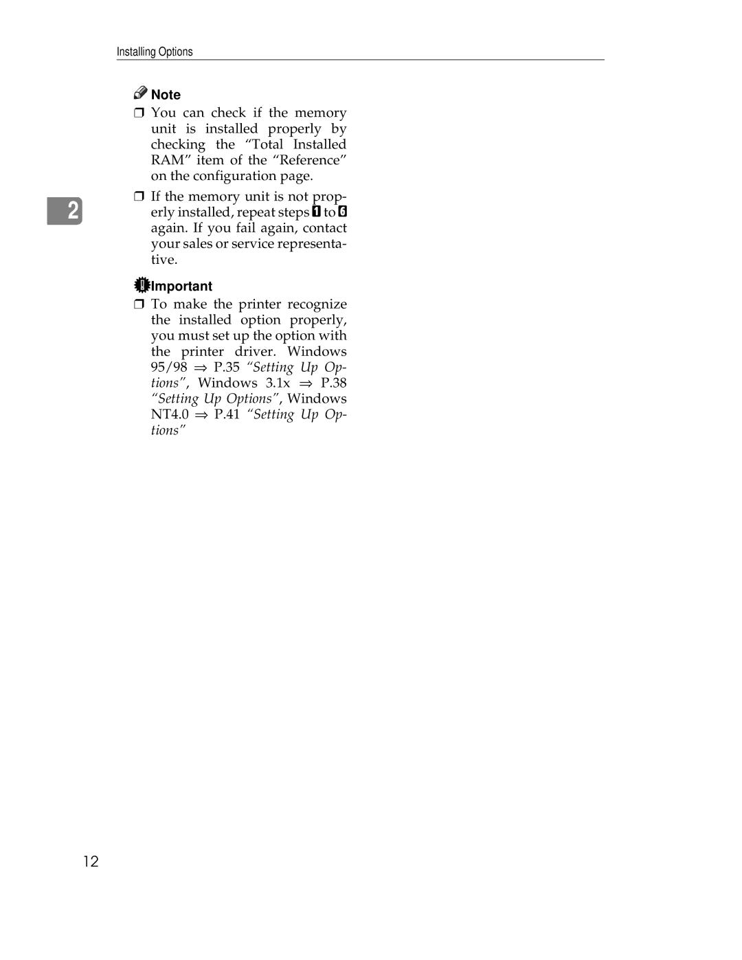 Ricoh AP305 operating instructions Installing Options 