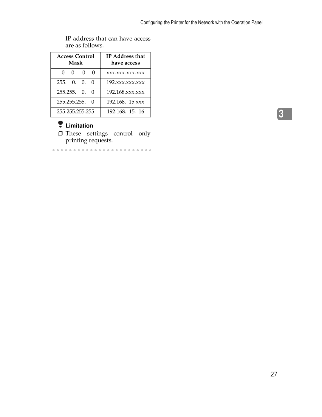 Ricoh AP305 operating instructions These settings control only printing requests 